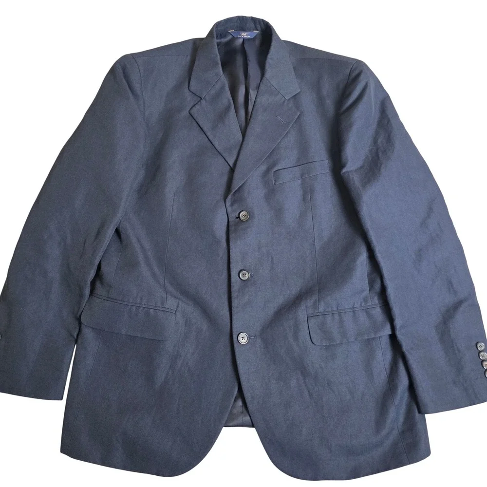 Brooks Brothers Sport‎ Coat Mens 43R Navy Blue Cotton Linen 3 Button Lightweight